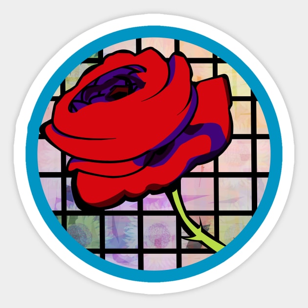 Red Rose Sticker by momomoma